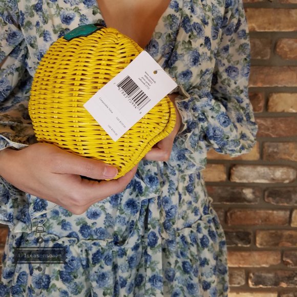 AUTHENTIC AND NEW Lemon Crossbody Kate Spade Wicker Picnic Perfect - Picture 4 of 7